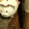 a piggy bank in a skirt