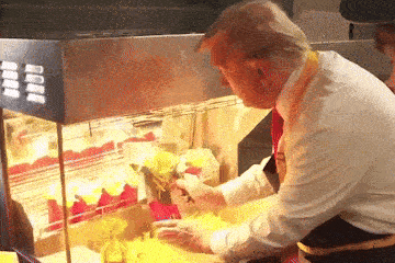 Trump preparing fries at McDonalds