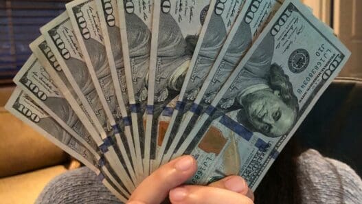 a person holding a fan of money