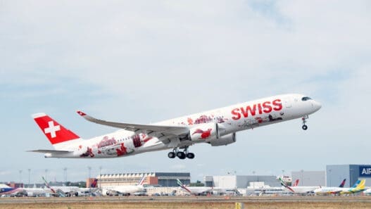 a plane taking off from runway