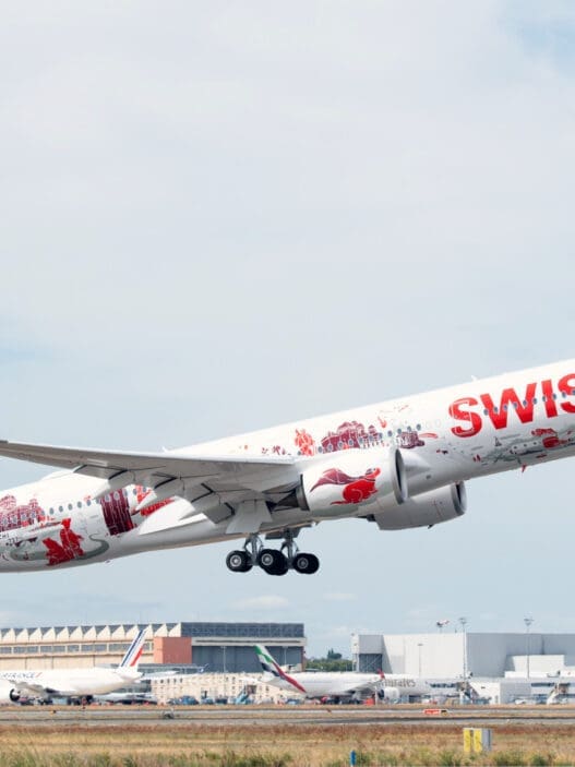 a plane taking off from runway