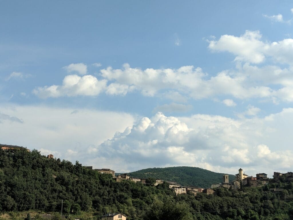 a town on a hill
