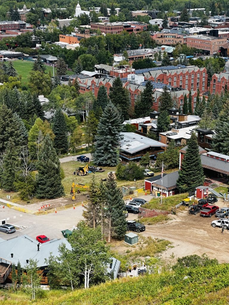 a aerial view of a city