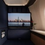a tv on a seat in a plane