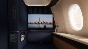 a tv on a seat in a plane
