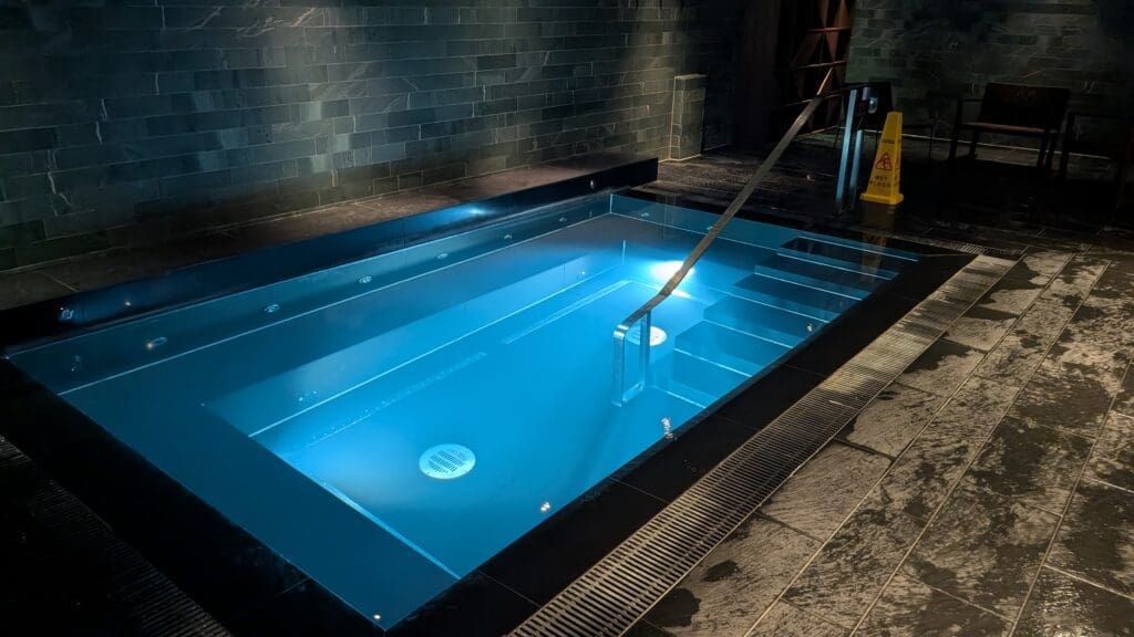 a pool with blue light