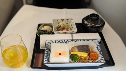 a tray with food on it