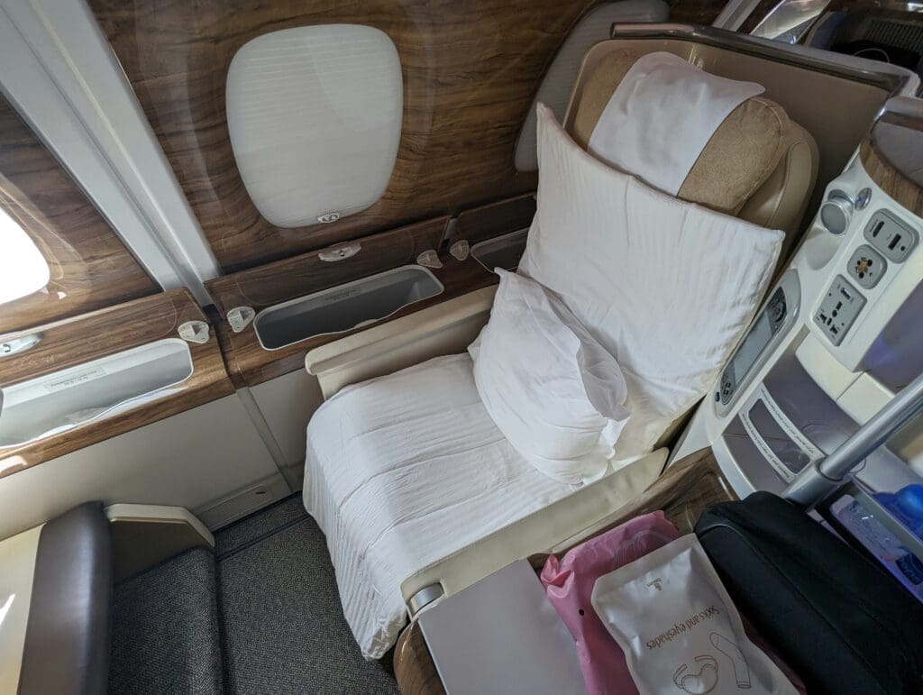 a seat in an airplane