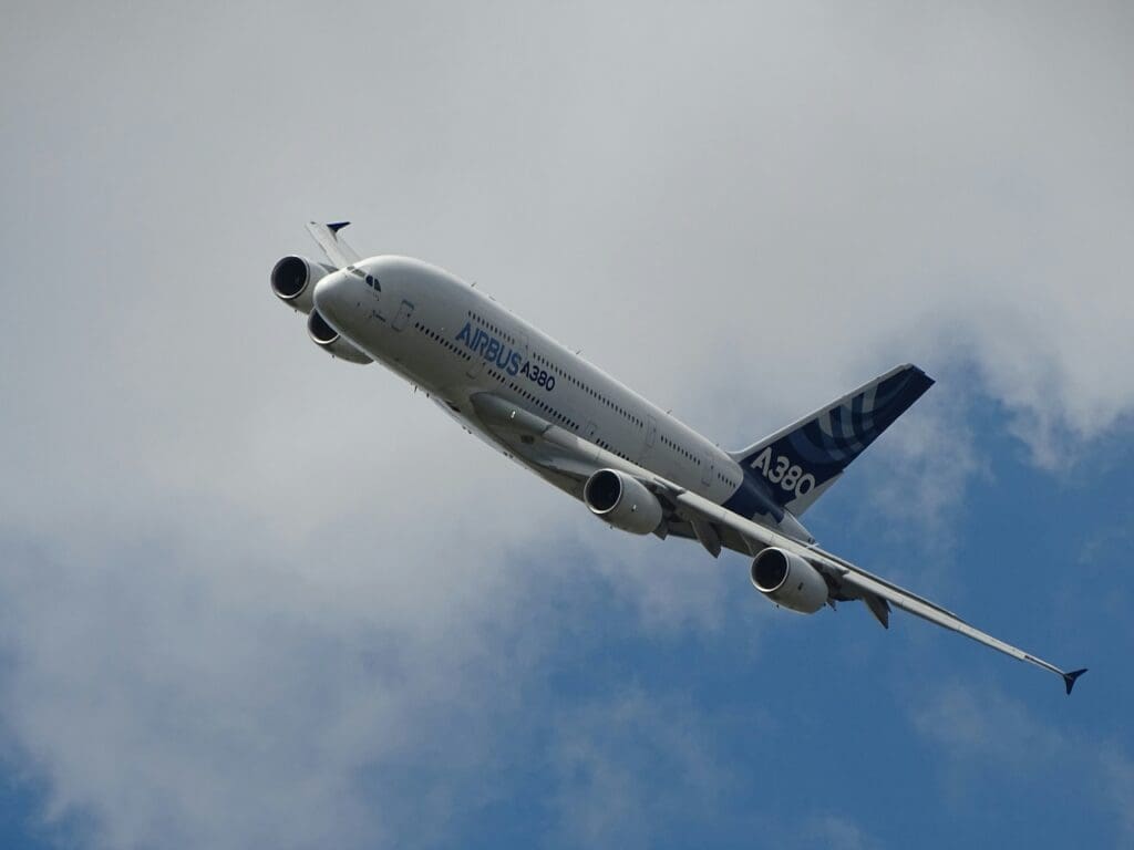 a large airplane flying in the sky