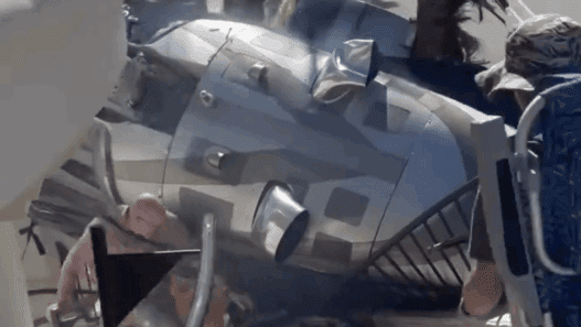 a plane crashed into a staircase