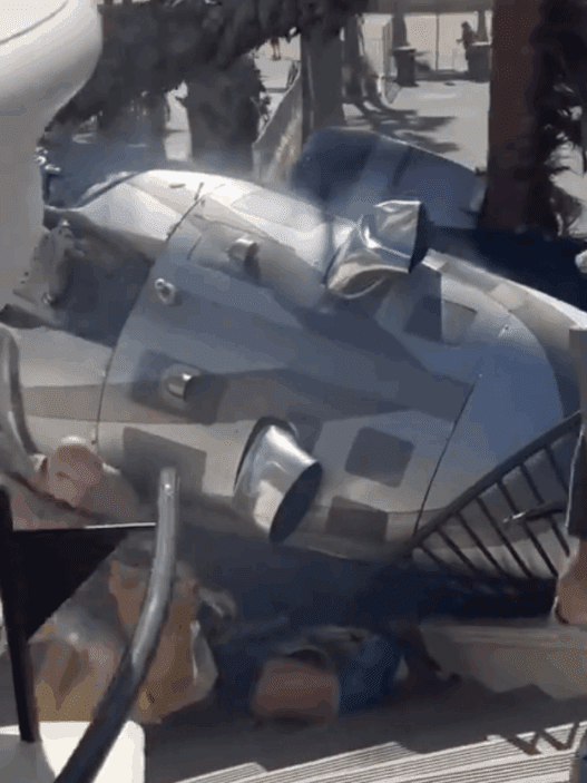 a plane crashed into a staircase