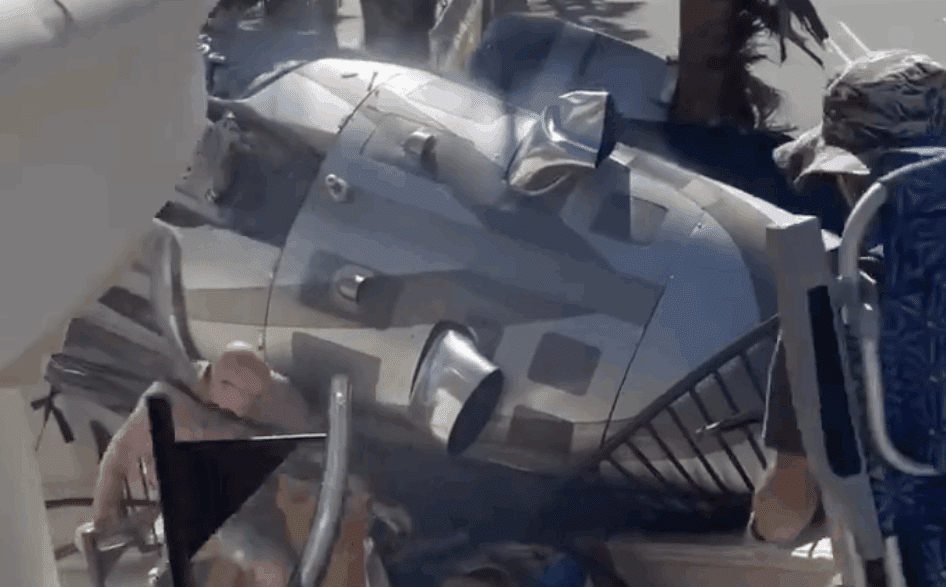 a plane crashed into a staircase