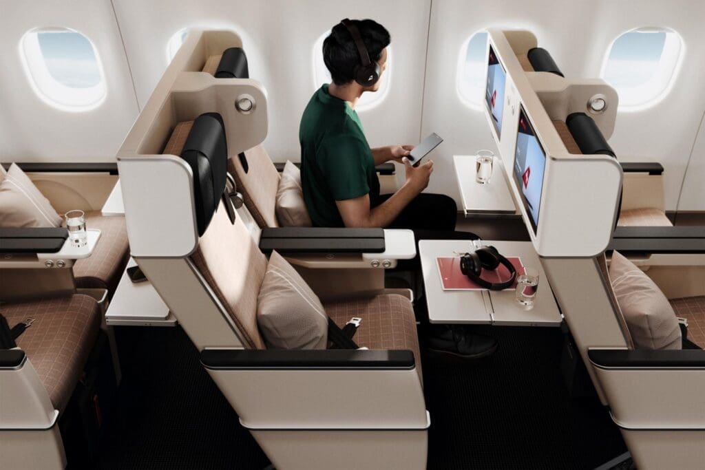 a man sitting in an airplane