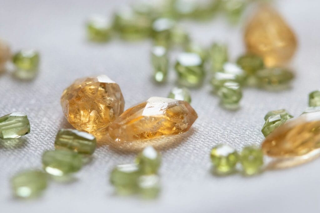 a group of yellow stones