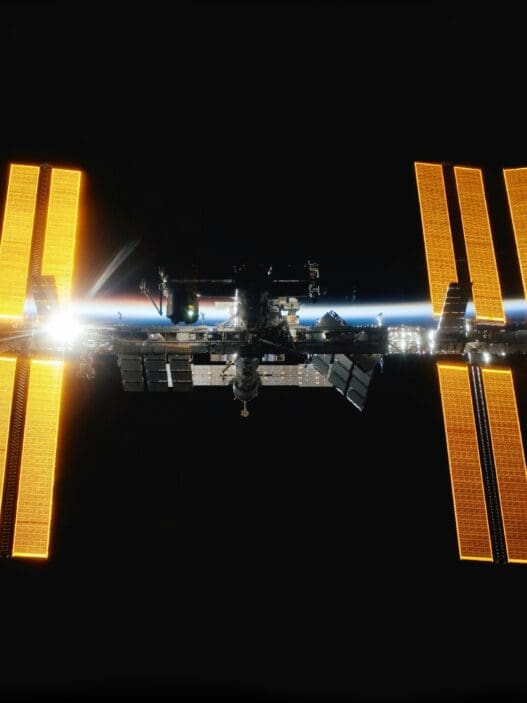 a space station with lights