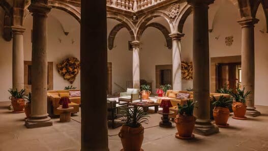 lobby of the Palacio de Godoy Caceres, part of Hilton's Curio Collection.