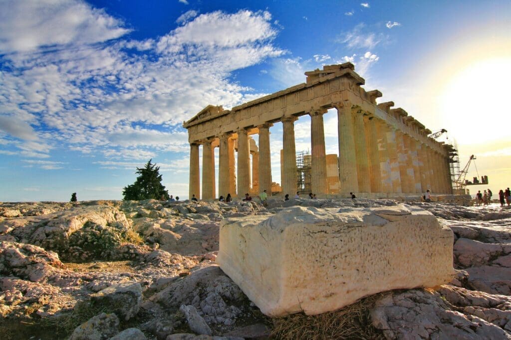 a stone structure with columns