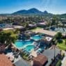 a swimming pool in a resort