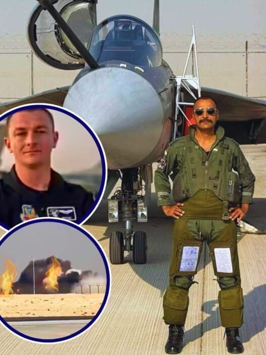 a man standing in front of a fighter jet