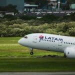 a plane taking off from a runway