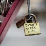 a padlock with a message on it