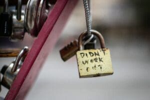 a padlock with a message on it