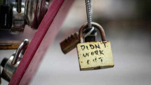 a padlock with a message on it