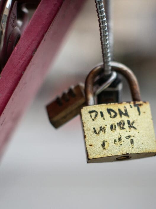 a padlock with a message on it