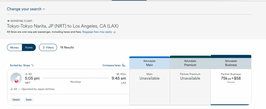 a screenshot of a flight schedule