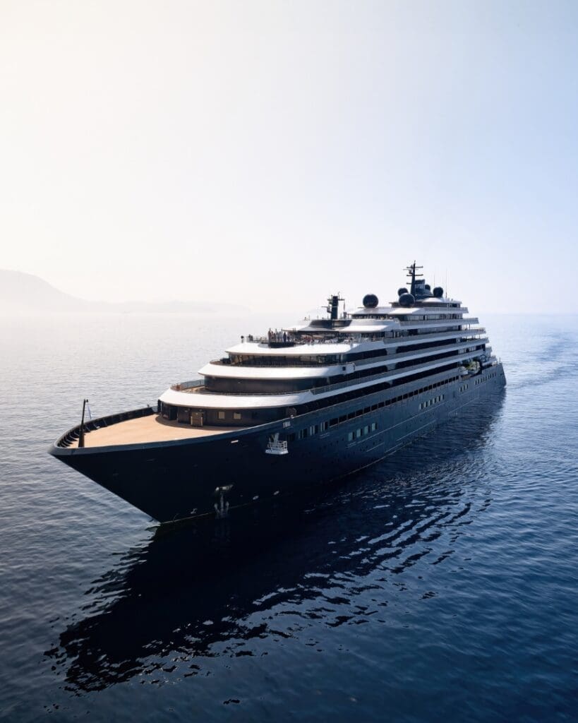 a large cruise ship in the water