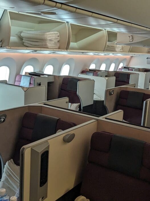 an airplane with seats and windows