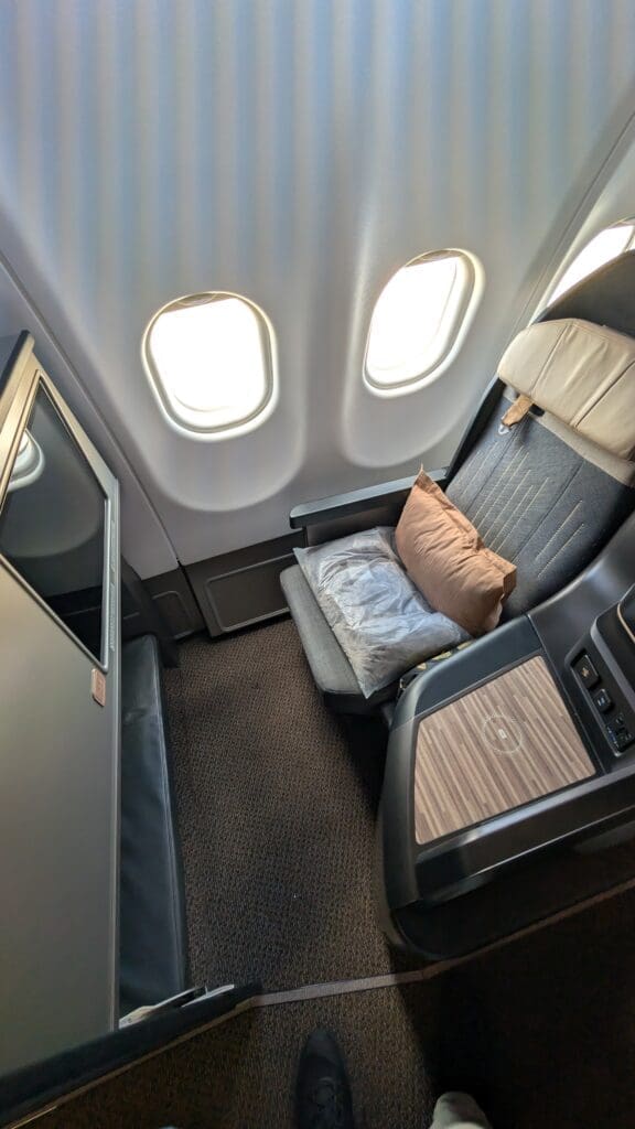 a seat in an airplane