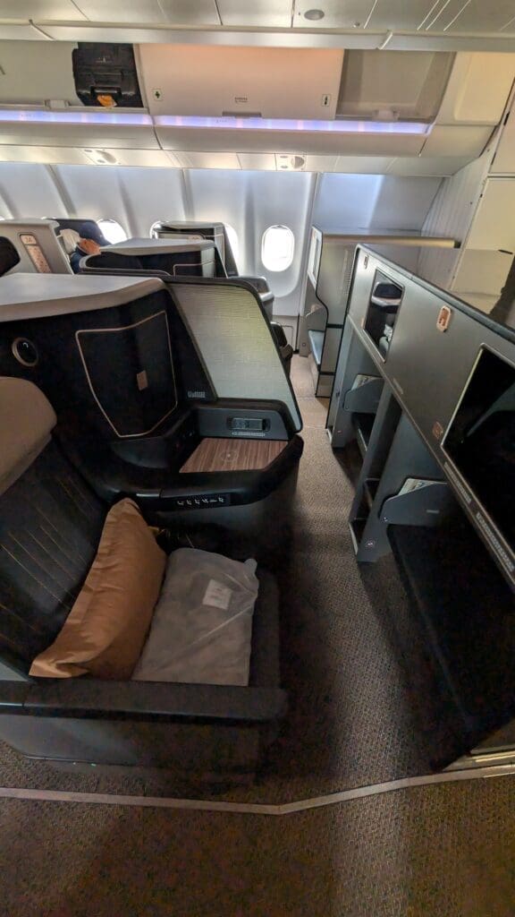 a seat in an airplane