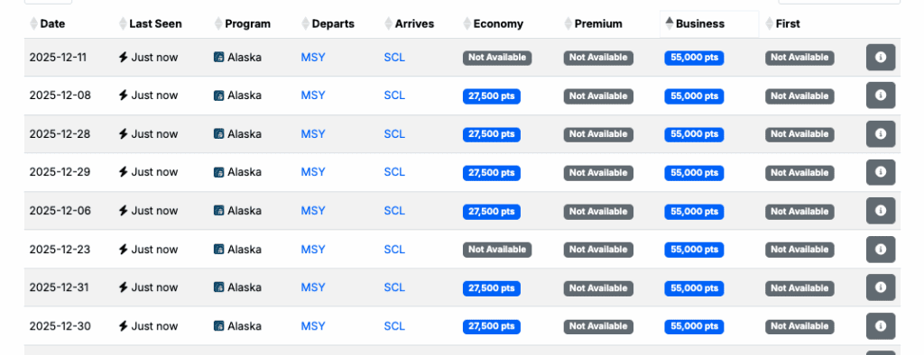 a screenshot of a flight schedule