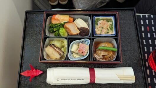 a tray of food on a table