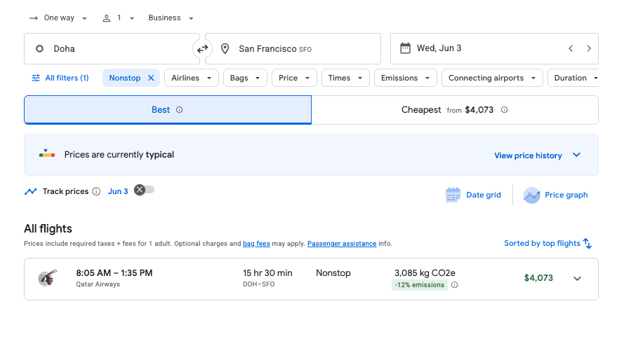a screenshot of a flight information