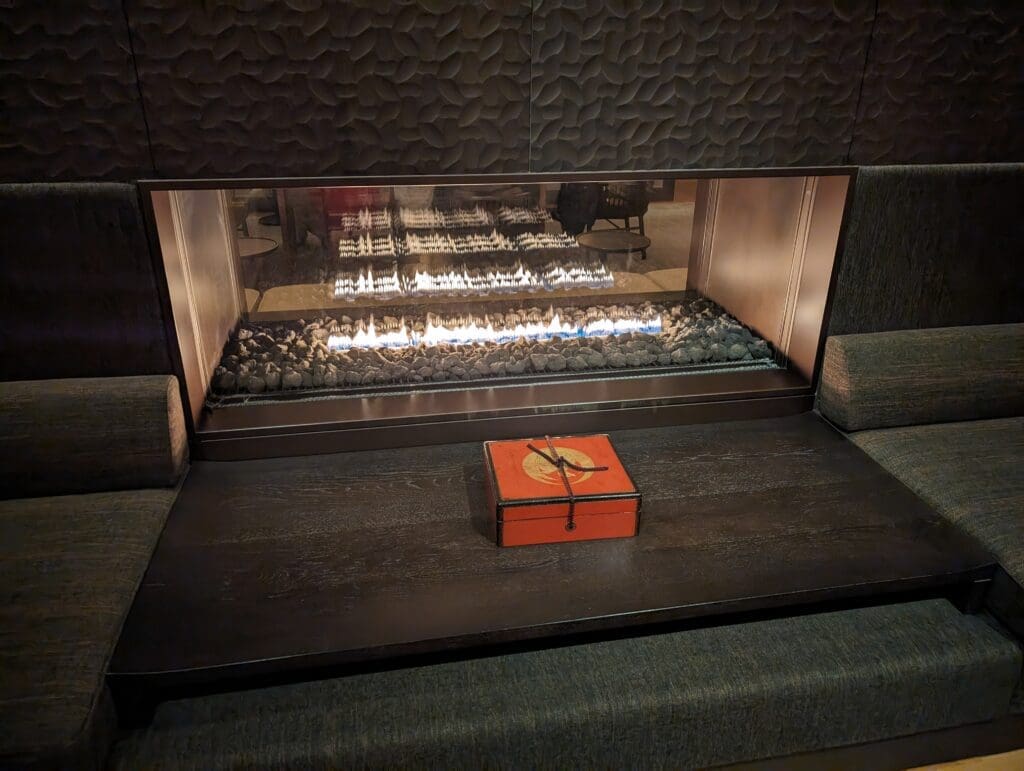 a fireplace with fire in it