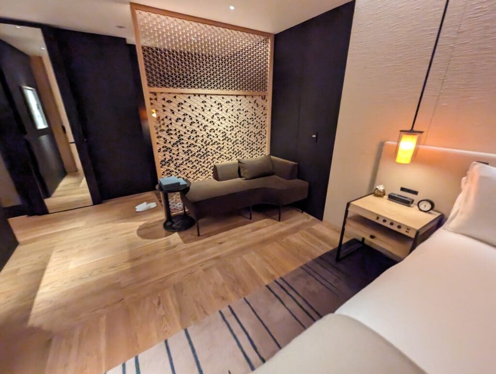 a room with a couch and a table