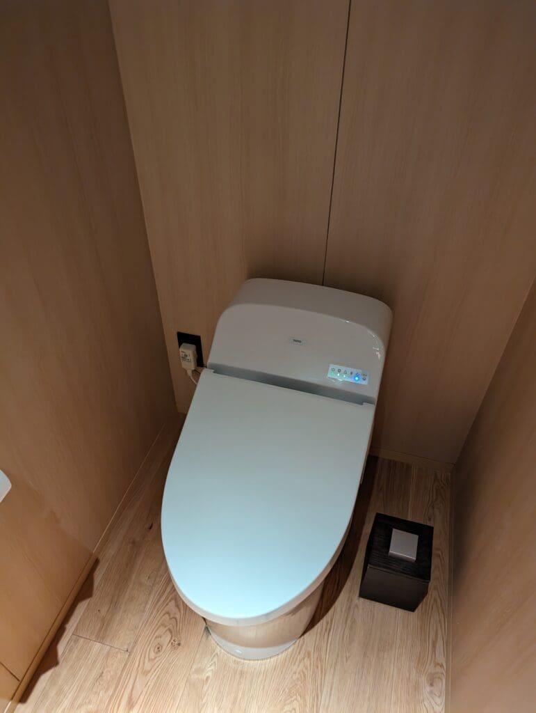a toilet in a bathroom