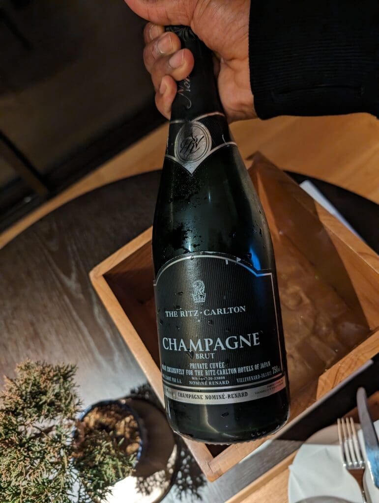 a person holding a bottle of champagne