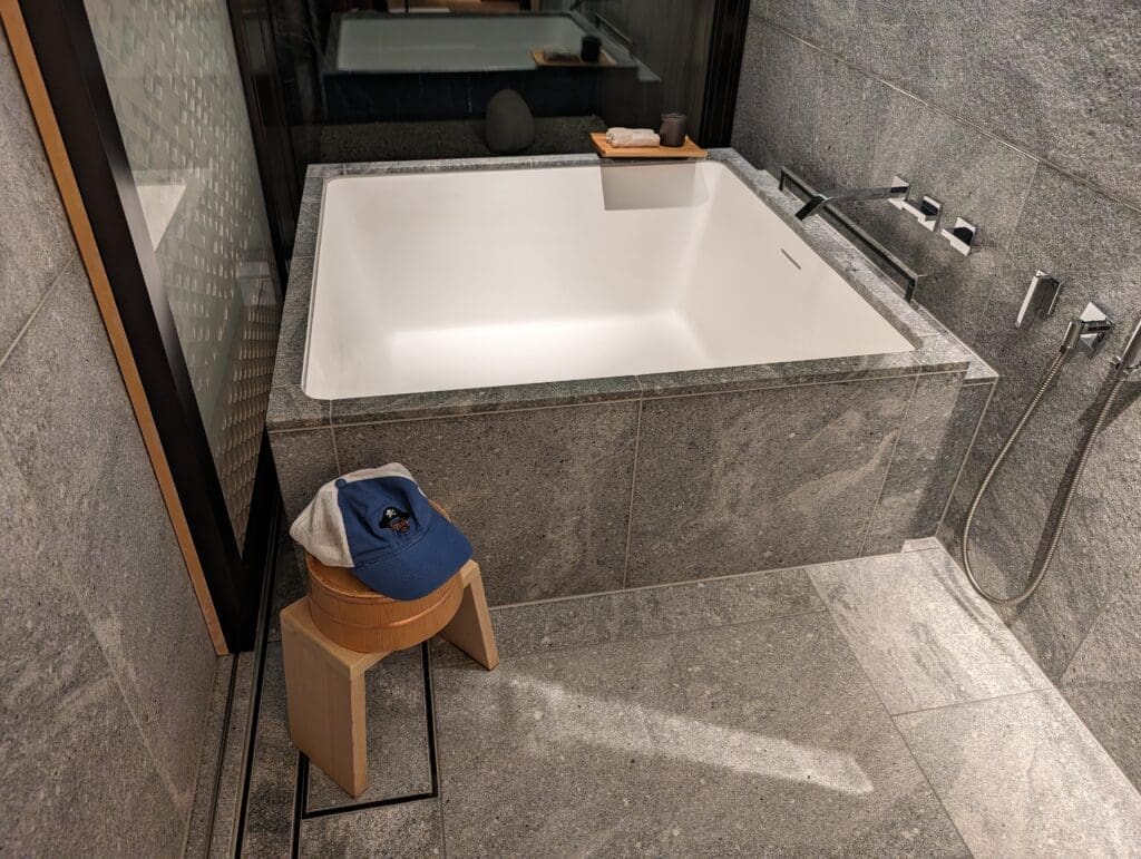 a bathtub in a bathroom