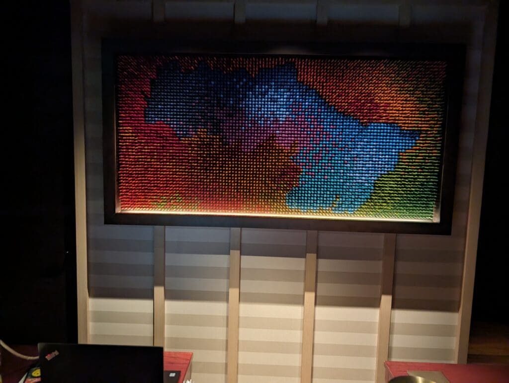 a framed picture of a map of the world