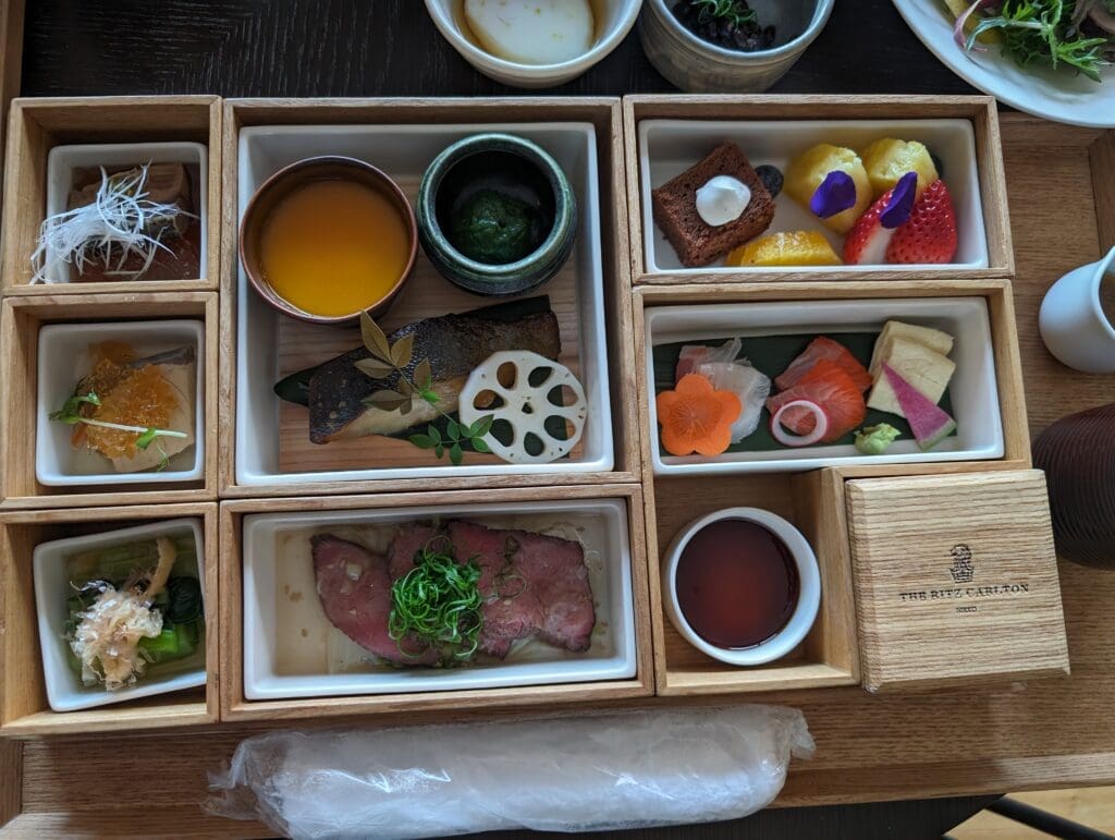 a tray of food on a table