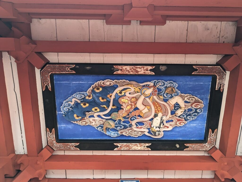 a painting on the ceiling