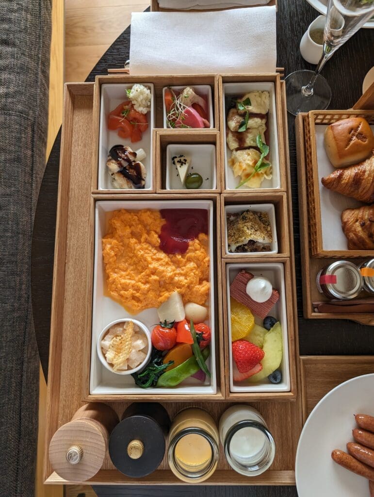 a tray of food on a table