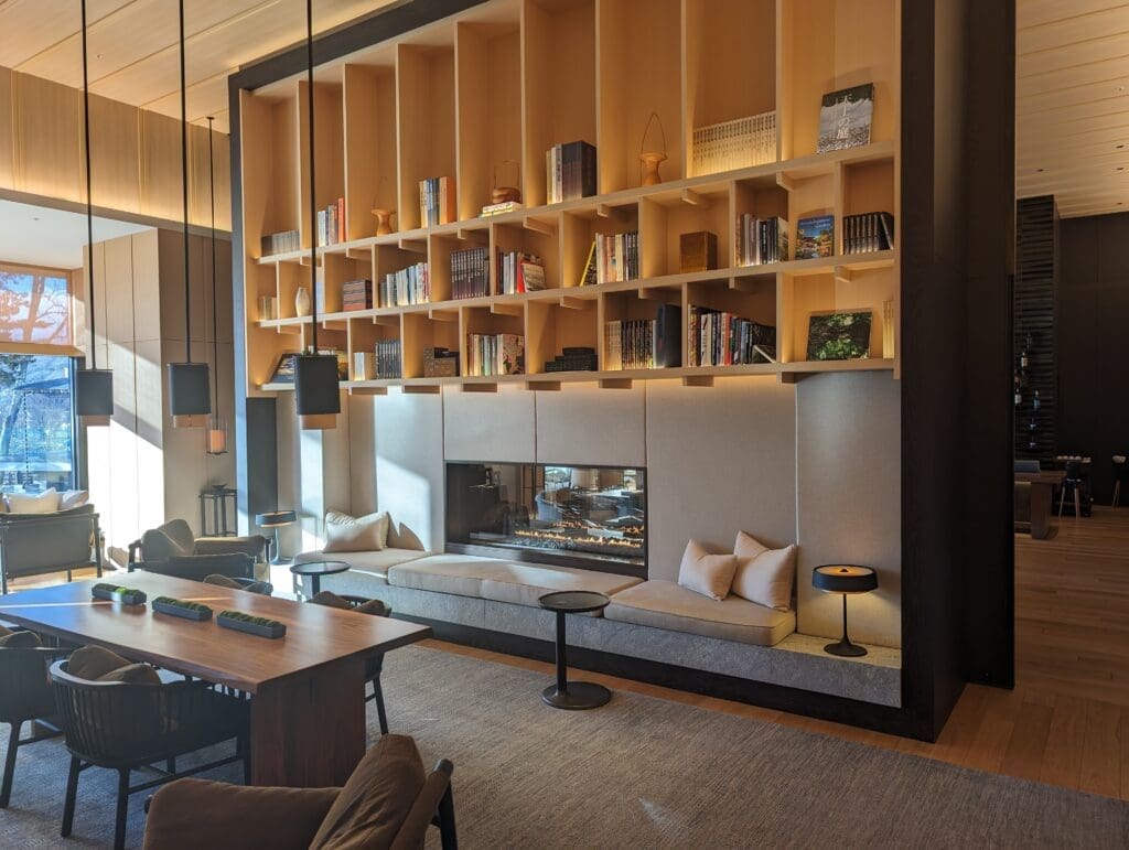 a room with a fireplace and a couch