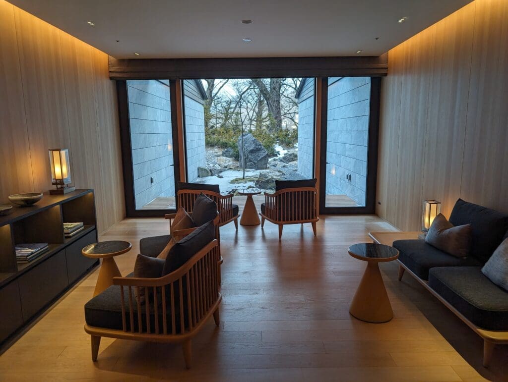 a room with a large window