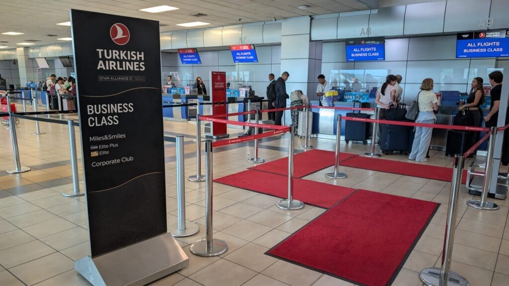 people in a check-in area