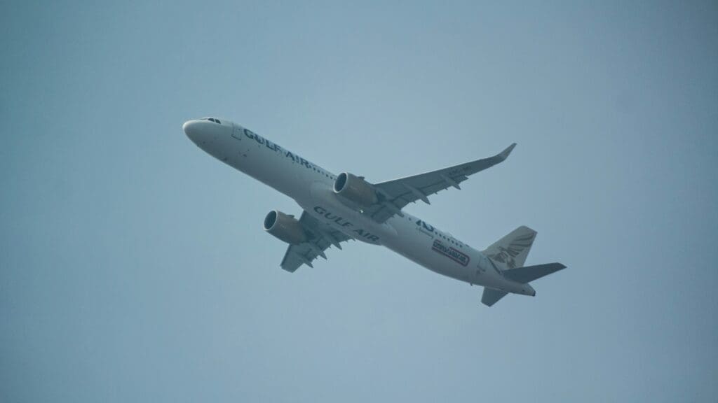 a large airplane flying in the sky