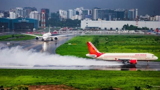 airplanes on a runway